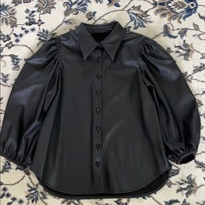 Zara Faux Leather Shirt in Black